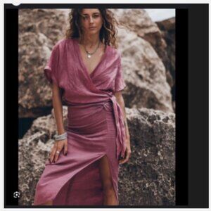 Rare! MIKUTA The Pink Long Linen Knot Skirt XS